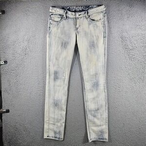 Express Zelda Skinny Jeans Womens 4 Acid Wash‎ Paint Splatter Low Rise Denim